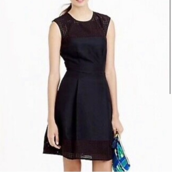 J. Crew Dresses & Skirts - J. Crew black silk‎ blend perforated A-line dress size 4